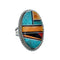 Native American Sterling Silver Multicolor Inlay Ring Size 6-1/2 NN20602